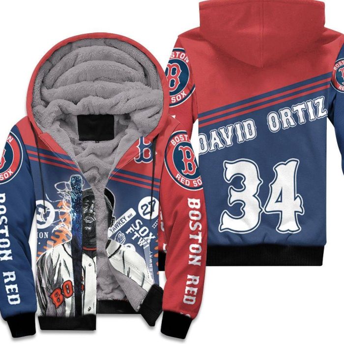 34 David Ortiz Boston Red Sox Unisex Fleece Hoodie