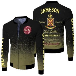 3D Bomber Jameson Irish Whiskey Triple Distilled Logo For Lovers 3D Fleece Bomber Jacket