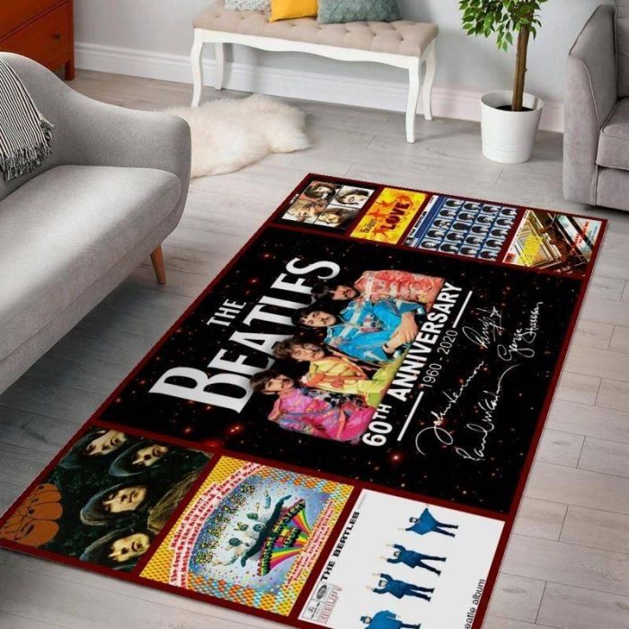 60 Years Of The Beatles Living Room Music Band Area Rugs Living Room Rug Us Decor