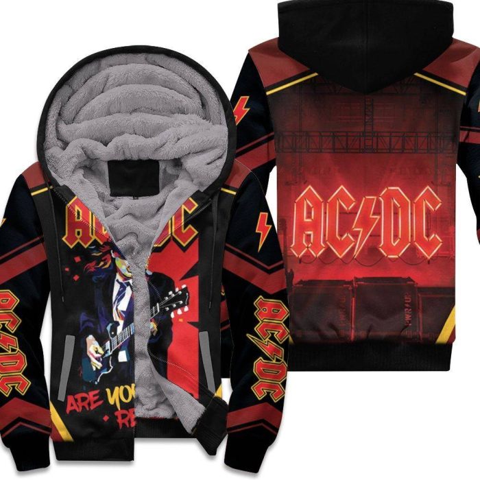 Acdc Angus Young Are You Ready Popart Unisex Fleece Hoodie