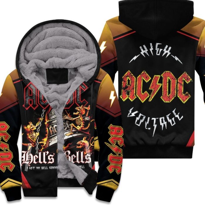 Acdc Hell Bell Devil Skull Unisex Fleece Hoodie