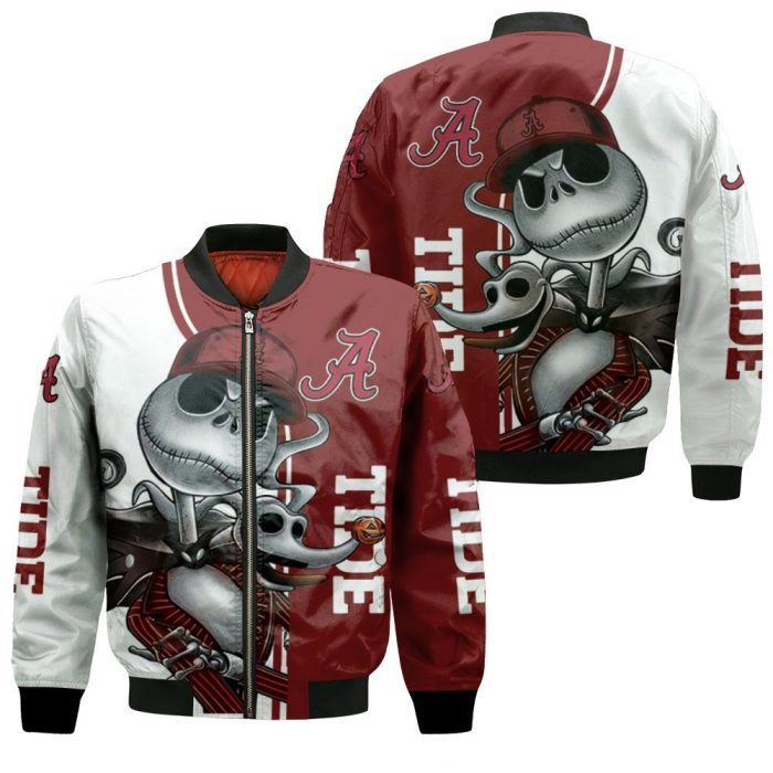 Alabama Crimson Tide Jack Skellington And Zero Bomber Jacket