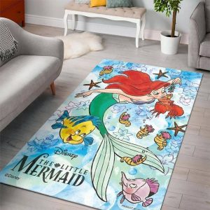 Ariel Disney Princess Characters Living Room Cartoon Floor Carpet Rectangle Rug