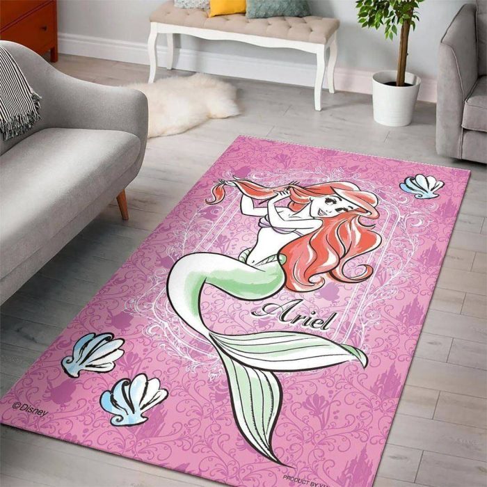 Ariel Disney Princess Characters Living Room Cartoon Floor Carpet Rectangle Rug