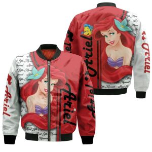 Ariel Little Mermaid Cartoon 3D Bomber Jacket