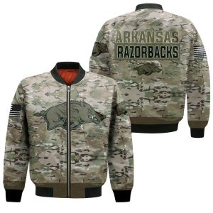 Arkansas Razorbacks Camo Pattern 3D Bomber Jacket