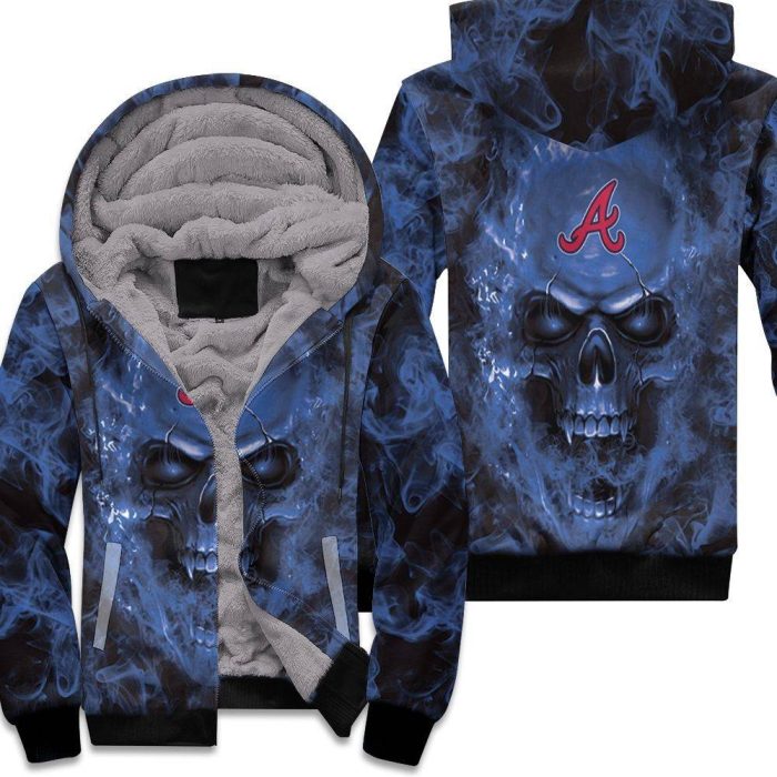 Atlanta Braves Mlb Fans Skull Unisex Fleece Hoodie