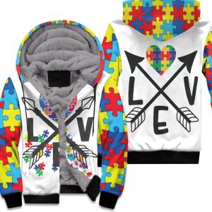 Autism Arrow Love Autism Support Unisex Fleece Hoodie