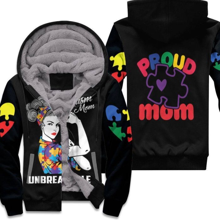 Autism Mom Unbreakable Unisex Fleece Hoodie