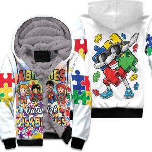 Autism Support Boys Abilities Outweigh Disabilities Unisex Fleece Hoodie