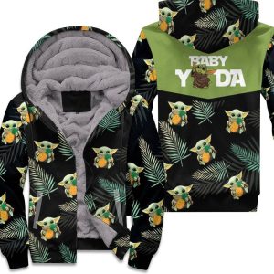 Baby Yoda Hug Pineapple Hawaiian 3D Unisex Fleece Hoodie