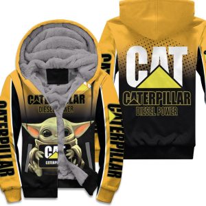 Baby Yoda Hugs Caterpillar Diesel Power 3D Unisex Fleece Hoodie