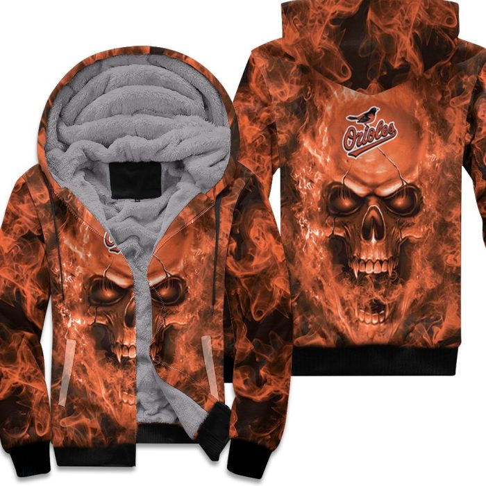 Baltimore Orioles Mlb Fans Skull Unisex Fleece Hoodie