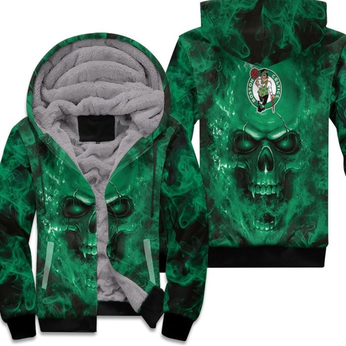 Boston Celtics Nba Fans Skull Unisex Fleece Hoodie