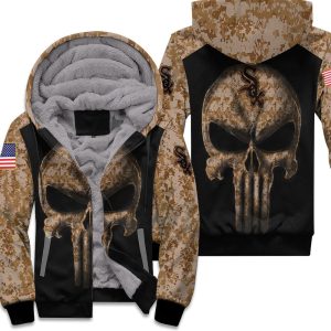 Camouflage Skull Chicago White Sox American Flag Unisex Fleece Hoodie