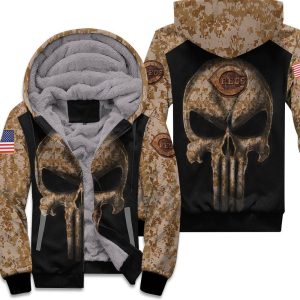 Camouflage Skull Cincinnati Reds American Flag Unisex Fleece Hoodie