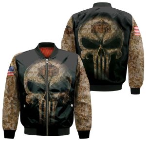 Camouflage Skull Denver Nuggets American Flag Bomber Jacket