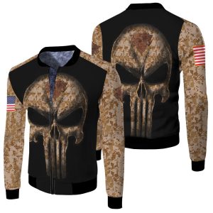 Camouflage Skull Hnew York Knicks American Flag Fleece Bomber Jacket