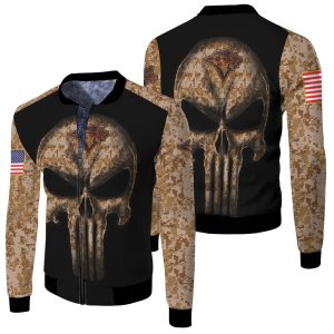Camouflage Skull Toronto Blue Jays American Flag Fleece Bomber Jacket