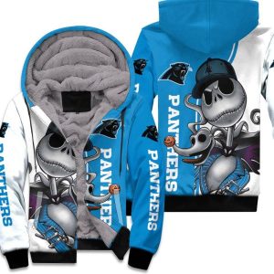 Carolina Panthers Jack Skellington And Zero Unisex Fleece Hoodie