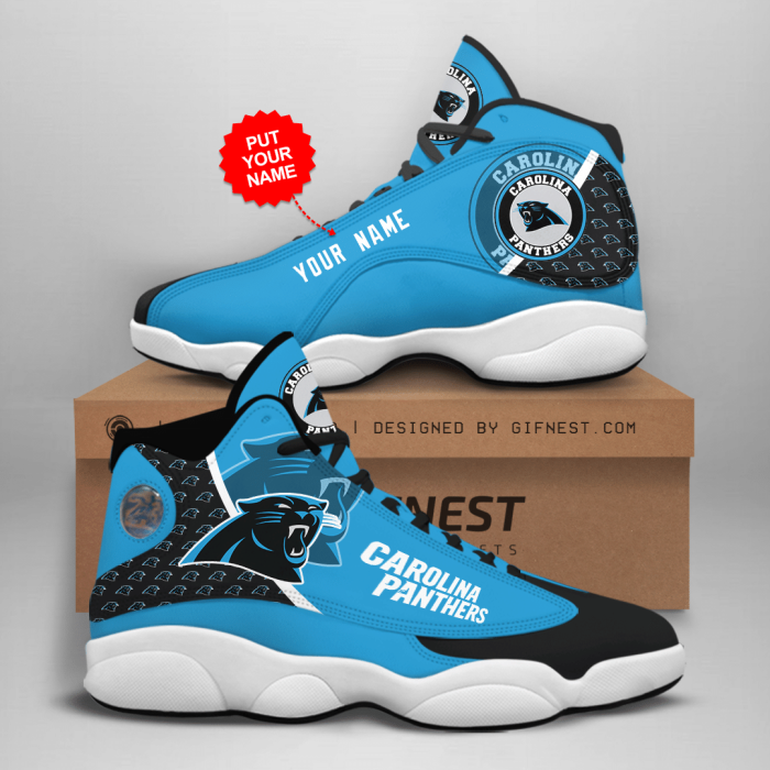 Carolina Panthers Men'S Jordan 13 Custom Name Personalized Shoes