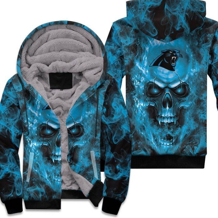 Carolina Panthers Steelers Nfl Fans Skull Unisex Fleece Hoodie