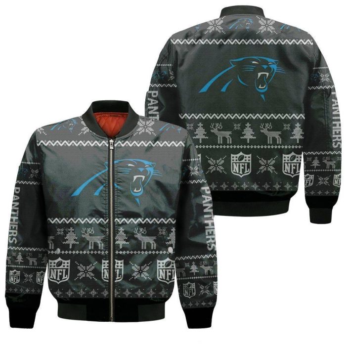 Carolina Panthers Ugly Christmas 3D Bomber Jacket