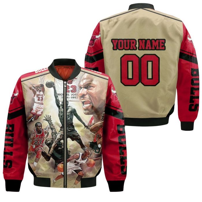 Chicago Bulls Michael Jordan Legend 23 Slam Dunk Personalized Bomber Jacket