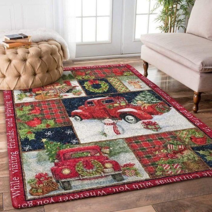 Christmas Car Snowman Cardinal Rabbit Bt1210024R Rug Home Decoration - Floor Decor