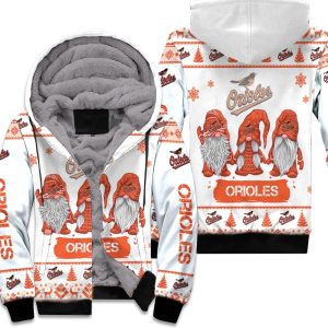 Christmas Gnomes Baltimore Orioles Ugly Sweatshirt Christmas 3D Unisex Fleece Hoodie