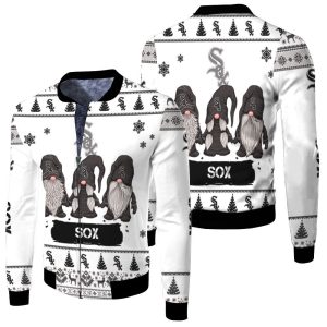 Christmas Gnomes Chicago White Sox Ugly Christmas 3D Fleece Bomber Jacket