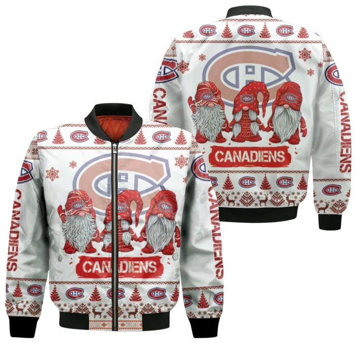 Christmas Gnomes Montreal Canadiens Ugly Christmas 3D Bomber Jacket