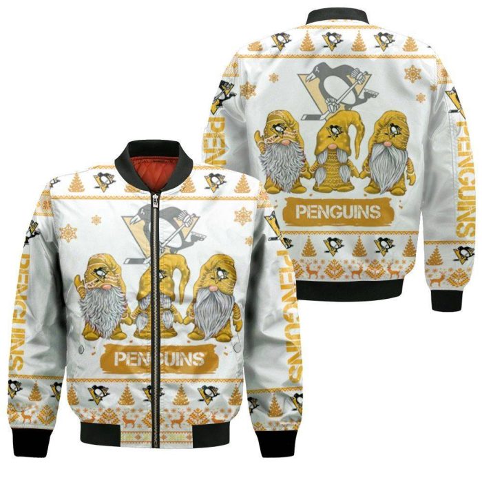 Christmas Gnomes Pittsburgh Penguins Ugly Christmas 3D Bomber Jacket