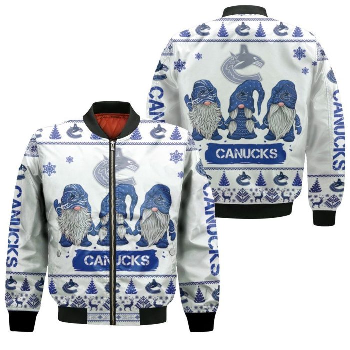 Christmas Gnomes Vancouver Canucks Ugly Christmas 3D Bomber Jacket