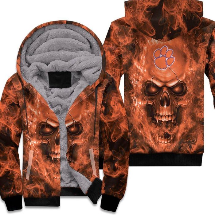 Clemson Tigers Ncaa Fans Skull Unisex Fleece Hoodie