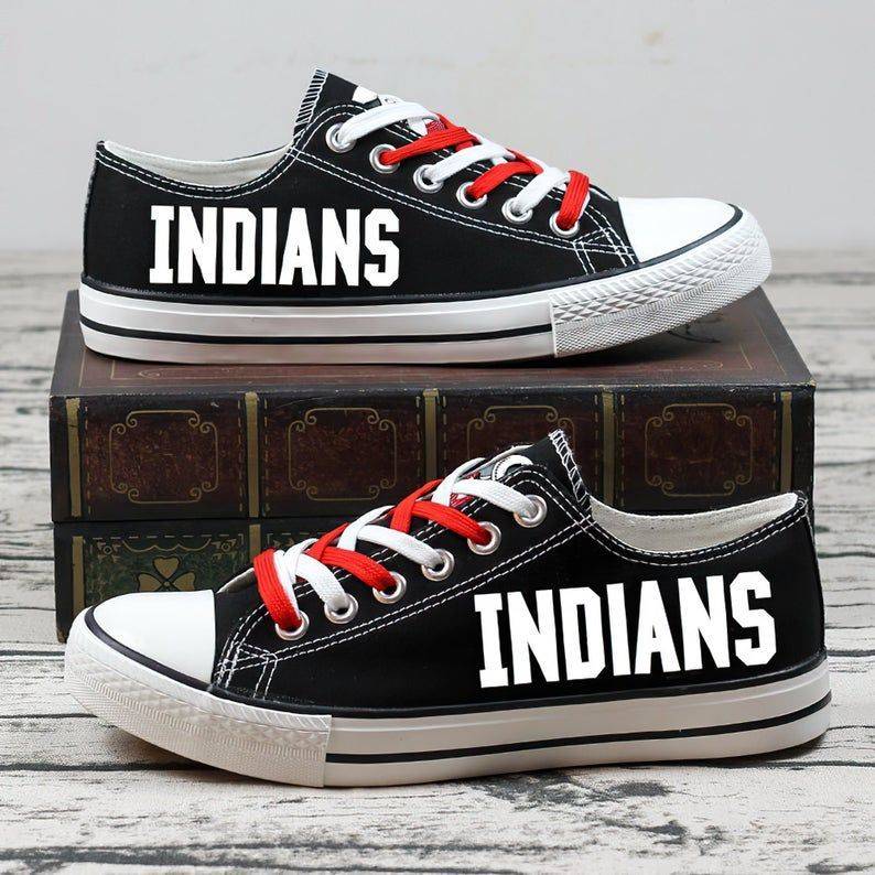 Cleveland-Indians-MLB-Baseball-2-Gift-For-Fans-Low-Top-Custom-Canvas-Shoes Cleveland Indians MLB Baseball 2 Gift For Fans Low Top Custom Canvas Shoes