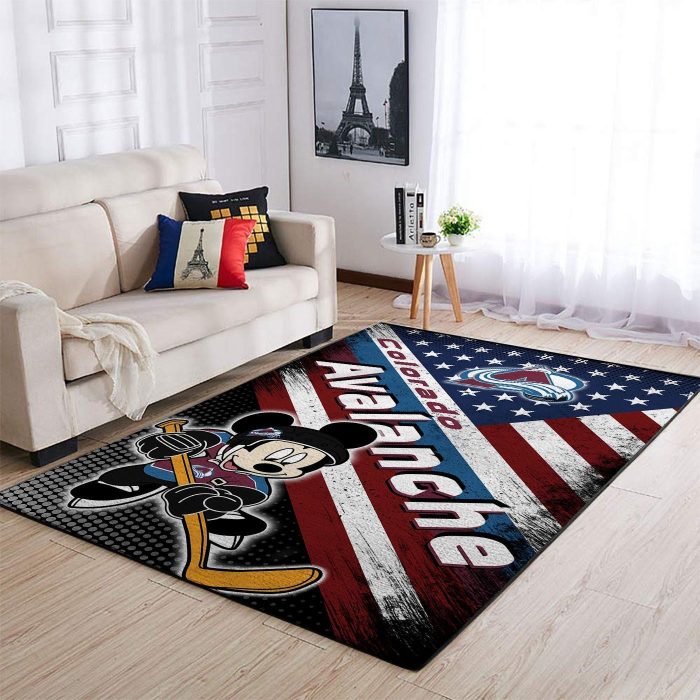 Colorado Avalanche Nhl Team Logo Mickey Us Style Nice Gift Home Decor Rectangle Area Rug