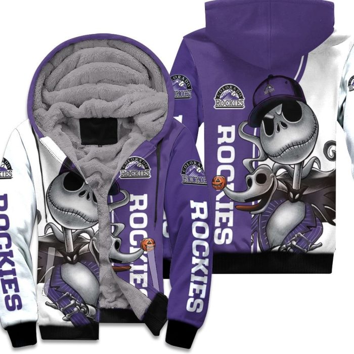 Colorado Rockies Jack Skellington And Zero Unisex Fleece Hoodie