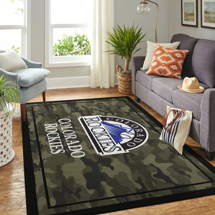 Colorado Rockies Mlb Team Logo Camo Style Nice Gift Home Decor Rectangle Area Rug