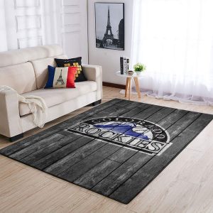 Colorado Rockies Mlb Team Logo Grey Wooden Style Style Nice Gift Home Decor Rectangle Area Rug