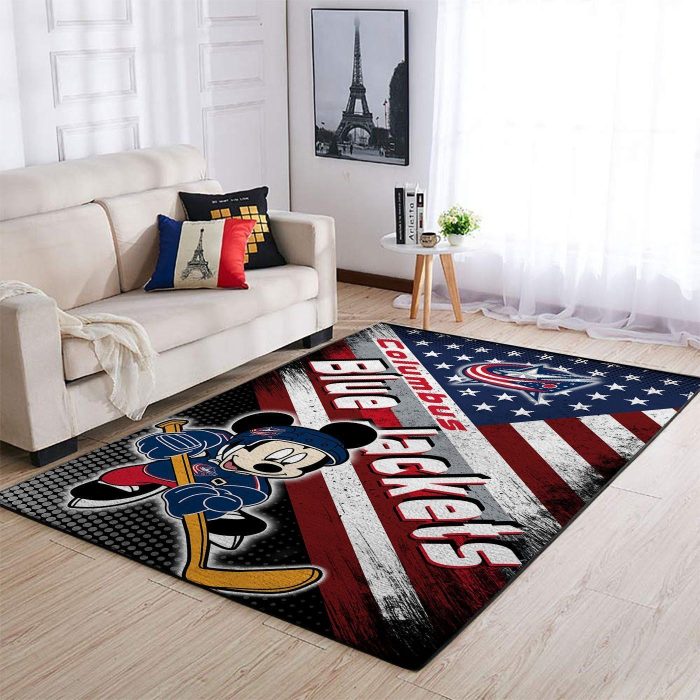 Columbus Blue Jackets Nhl Team Logo Mickey Us Style Nice Gift Home Decor Rectangle Area Rug