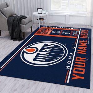 Customizable Edmonton Oilers Wincraft Personalized Nhl Area Rug Bedroom Rug Family Gift