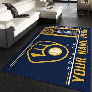 Customizable Milwaukee Brewers Wincraft Personalized Area Rug For Christmas Living Room Rug Home Decor Floor Decor