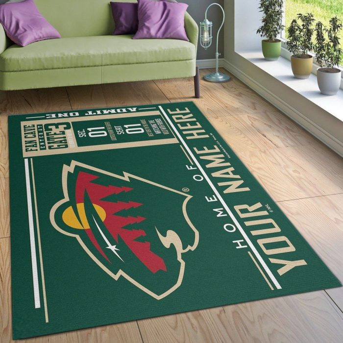 Customizable Minnesota Wild Wincraft Personalized Nhl Area Rug Living Room Rug Floor Decor