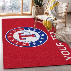 Customizable Texas Rangers Personalized Accent Rug Mlb Team Logos Living Room Rug