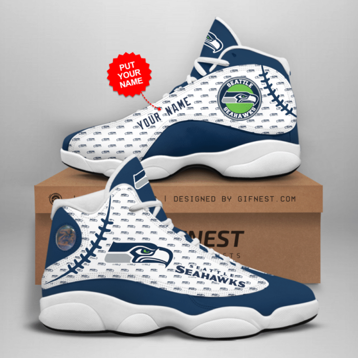 Customized Name Seattle Seahawks Jordan 13 Personalized Shoes