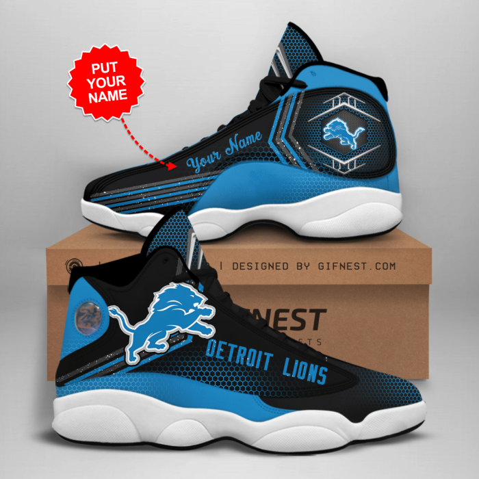 Detroit Lions Men'S Jordan 13 Custom Name Personalized Shoes