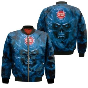 Detroit Pistons NBA Fans Skull Bomber Jacket