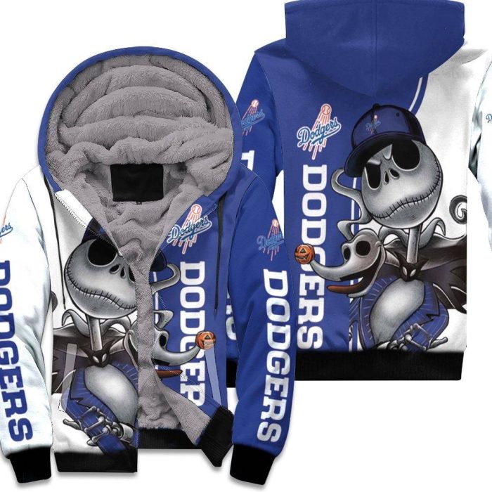 Dodgers Jack Skellington And Zero Unisex Fleece Hoodie