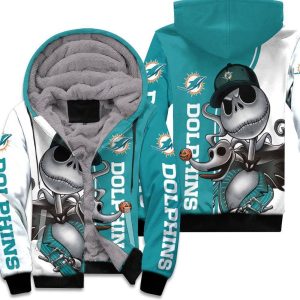 Dolphins Jack Skellington And Zero Unisex Fleece Hoodie